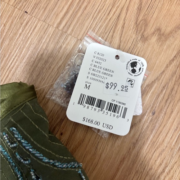 Free People Olive Green Embroidered Mini Wrap Skirt - Picture 5 of 6